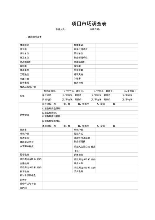 市场调查表模板